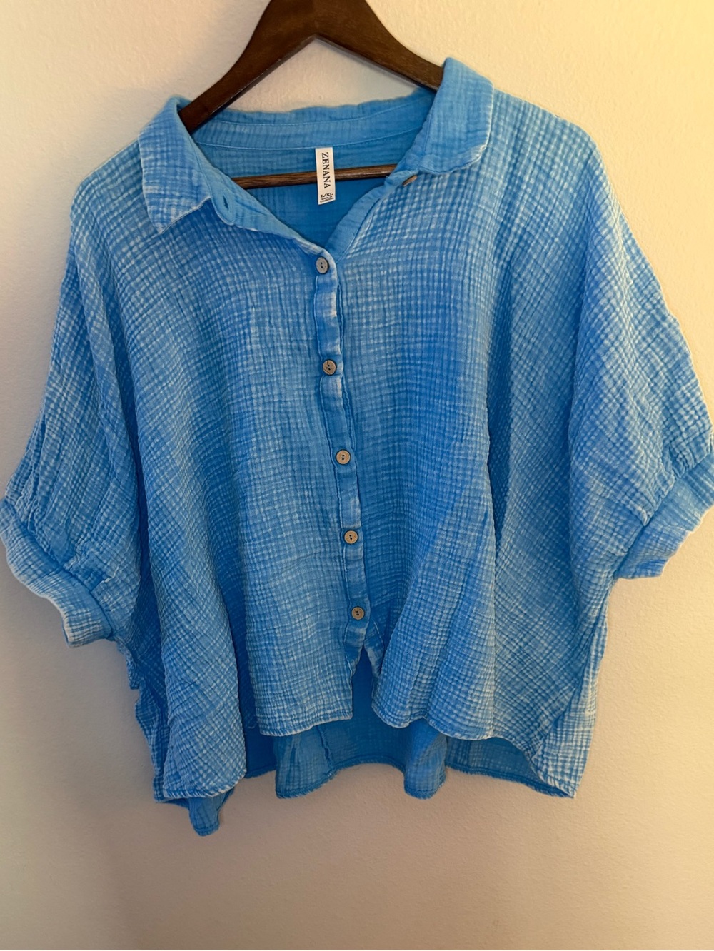 Zenana Outfitters Sky Blue Gauze Button-Down Shirt